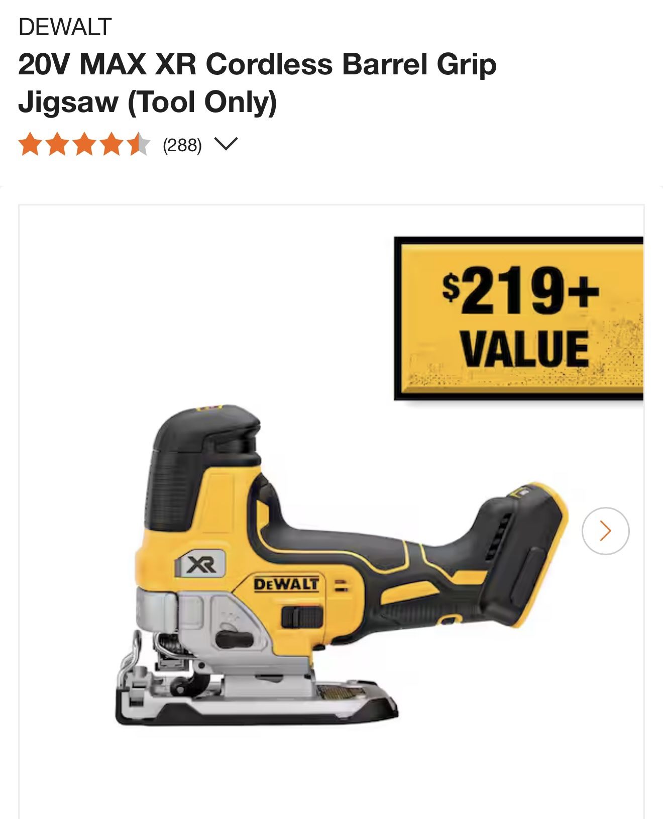 20V MAX XR Cordless Barrel Grip Jigsaw