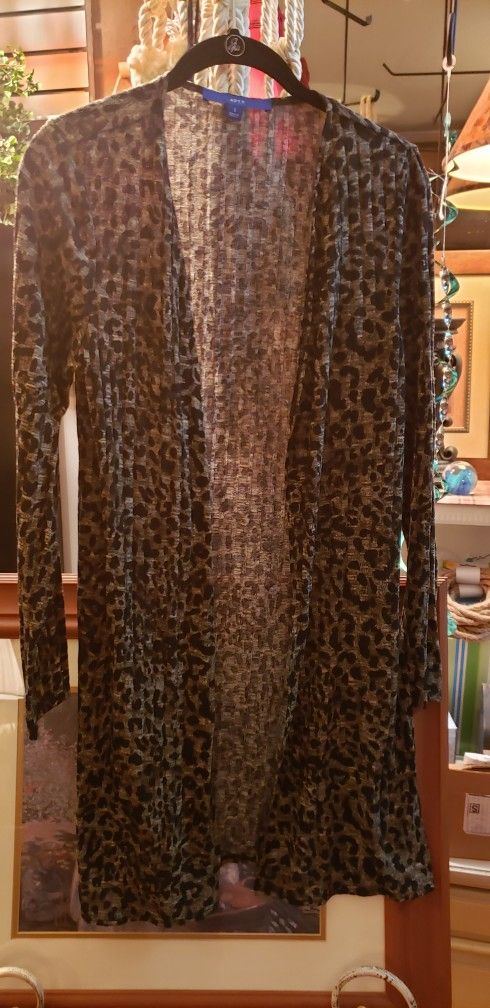 Apt 9 Long Animal Print Cardigan Size Small