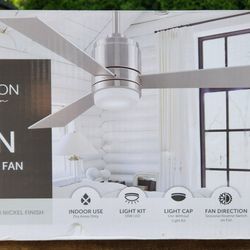 48" Brushed Nickel with Black/Gray Blades Ceiling Fan With Remote