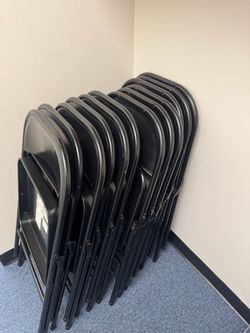 Black Metal Folding Chairs Set