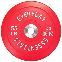 Everyday Essentials Color Coded Olympic Bumper Plate Weight Plate w Steel Hub, 55 lbs