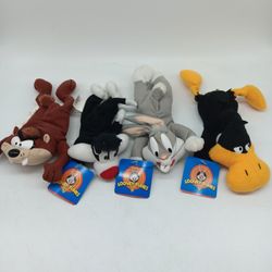 90s Beanie Looney Tunes Set. 4 Character Plush Toy. Taz Daffy Bugs Sylvester. 