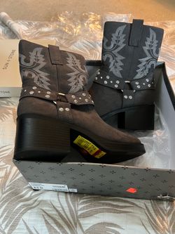 Sun & Stone Charcol Moto midshaft bootie