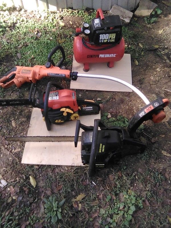 Chainsaws, weedeater, 