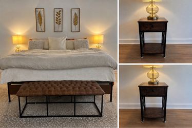 King Bed Frame + 2 Matching Nightstands