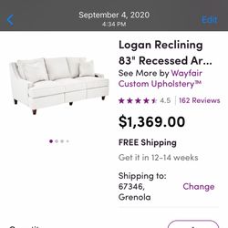 Logan Reclining 83” Couch