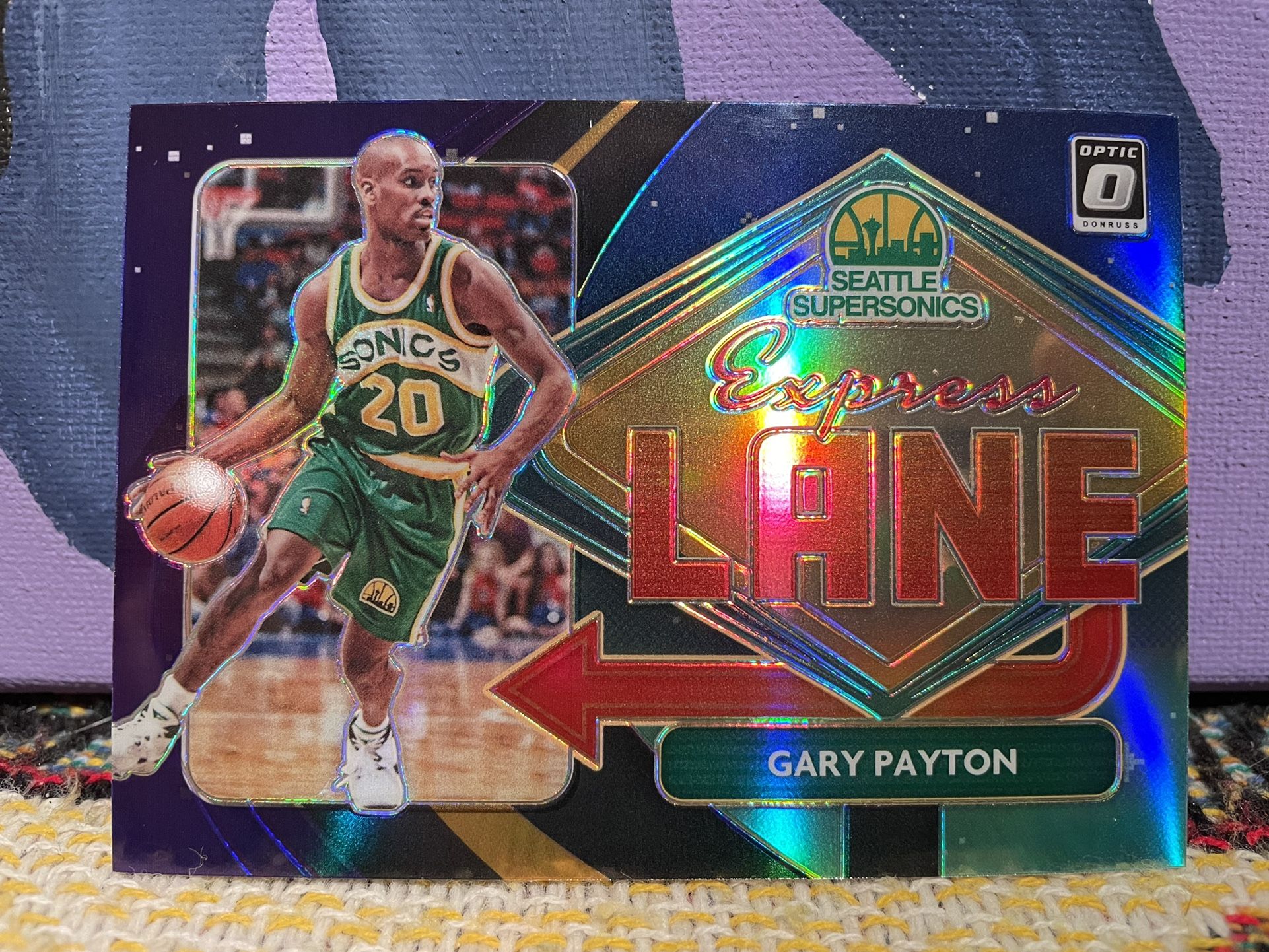 2020-21 Donruss Optic NBA GARY PAYTON Sonics Insert Express Lane Purple Holo SP 