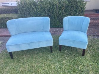 World Market Caribbean Blue Quincy  Loveseat and Chair