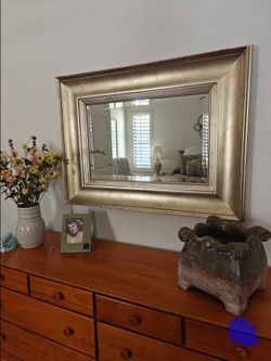 Large 40" × 30" Framed Wall Mirror – Champagne Gold Finish