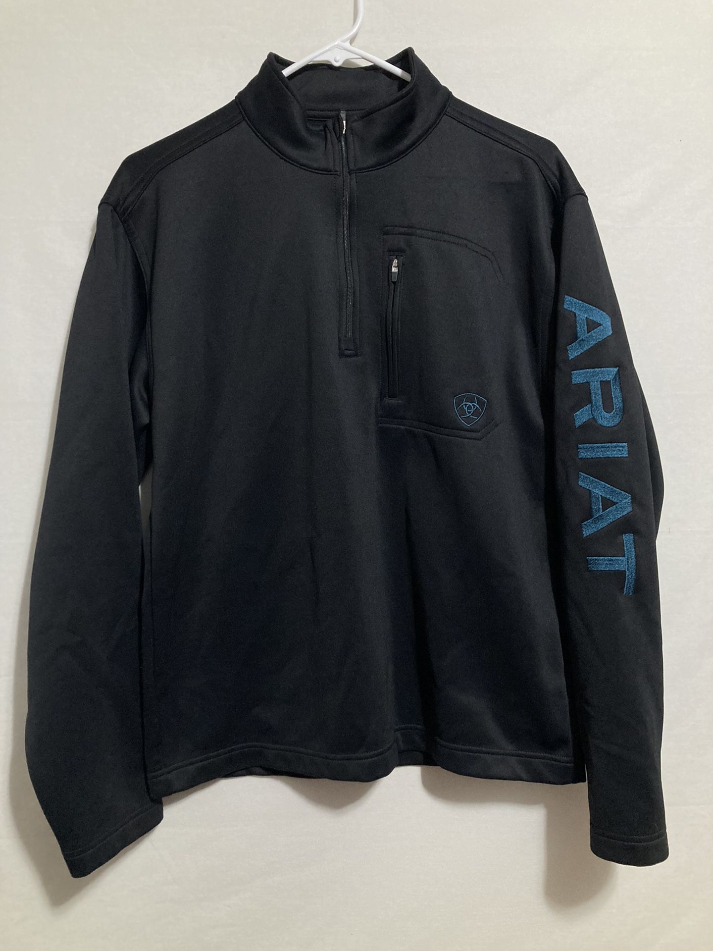 ARIAT TEK Cold Series 1/4 Zip Black Sweatshirt Pullover Mens SMALL USA Theme