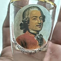 Vintage Gold-plated Lined Amadeus Mozart Shot Glass