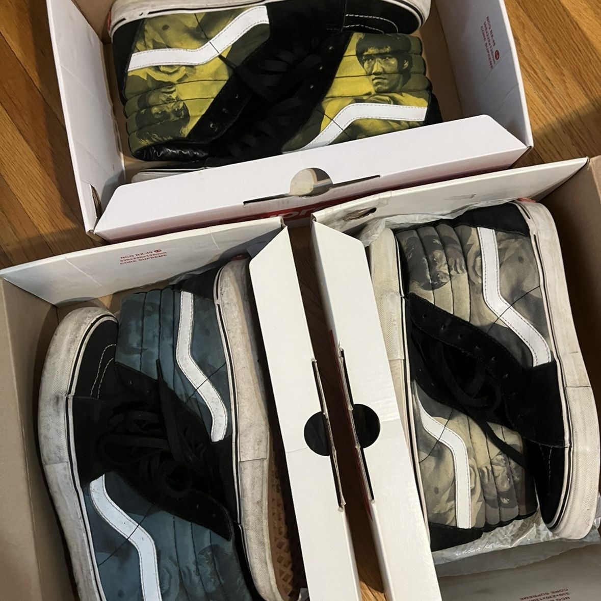 **RARE** Supreme / Vans - Bruce Lee Sk8 Hi - Complete Set - sz 9.5 Mens - Used