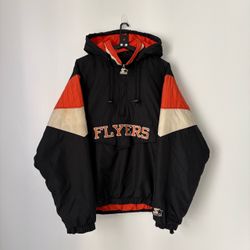 Starter Philadelphia Flyers Vintage Jacket - Black SIZE Medium - NHL Pullover