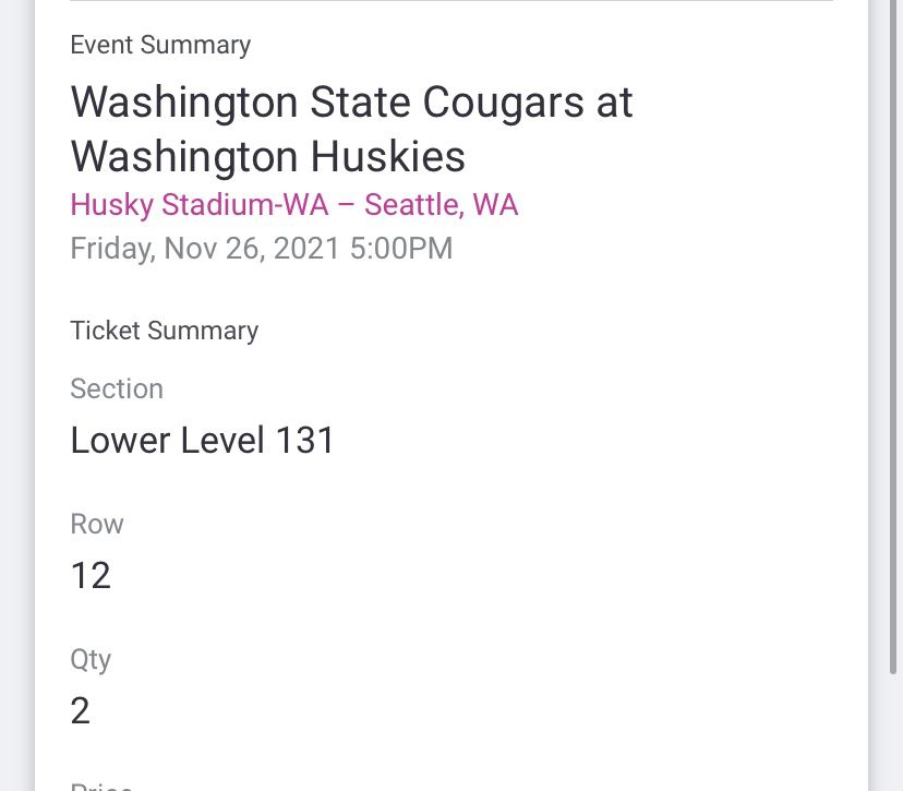 Cougars Vs Huskies 11/26
