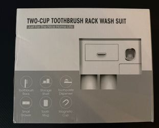 Generic ONE Toothbrush Holder Set for bathrooms, 2 Cups Toothbrush Holder Wall Mounted with Toothpaste Dispenser - Large Capacity Tray,- Cosmetic Draw