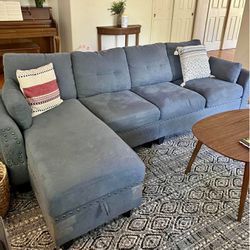 🚚 FREE DELIVERY ! Beautiful Dark Grey Pinhead Sectional Couch w/ Storage