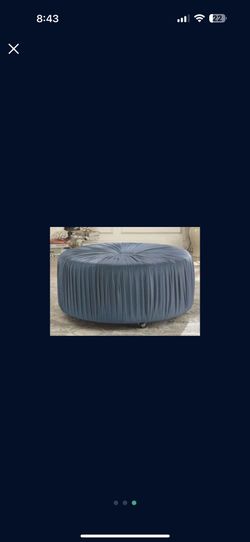 Pier 1 Velvet Ruched Round Ottoman – 36” Large Luxury Accent (Discontinued!)