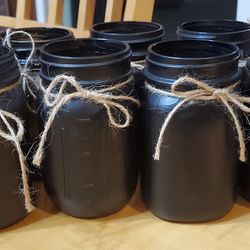 8 Black Decorative Mason Jars (12 oz.)