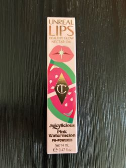 Charlotte Tilbury UNreal Lips Glow Nectar Oil Juicylicious Pink Watermelon .47oz