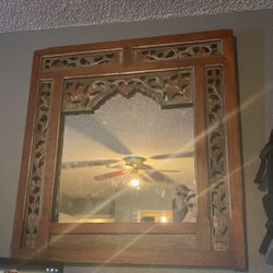 Vintage Mirror Wood Large