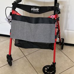 New Wonder Rollator Stander Plus Sport Rolling Utility Cart Organizer Red