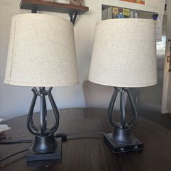 Pair Of Lamps With Charging Socket In base 