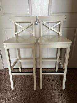 White IKEA Wooden Barstools