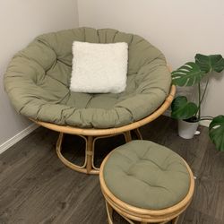 Papasan Chair with Matching Ottoman Stool