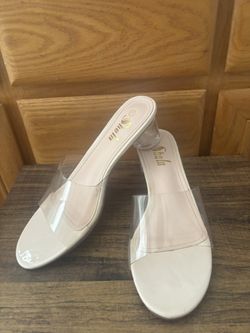 Women’s Clear Strap Block Heels – Size 11 – $15 OBO