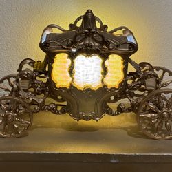 Vintage Cinderella gold cast iron Carriage lamp with cord / plug