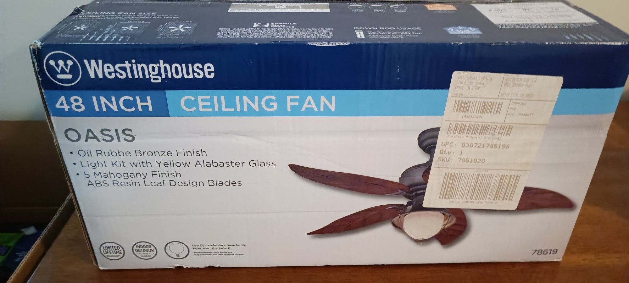 Westinghouse Lighting Oasis 48-Inch Five-Blade Indoor/Outdoor Ceiling Fan

