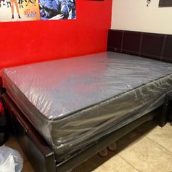 NEW BED FRAME FULL SIZE OR QUEEN WITH MATTRESS AND BOX SPRING / FREE DELIVERY