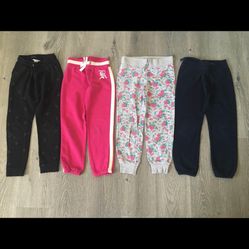 4 pairs kids girls joggers bottoms pants size 6/7T