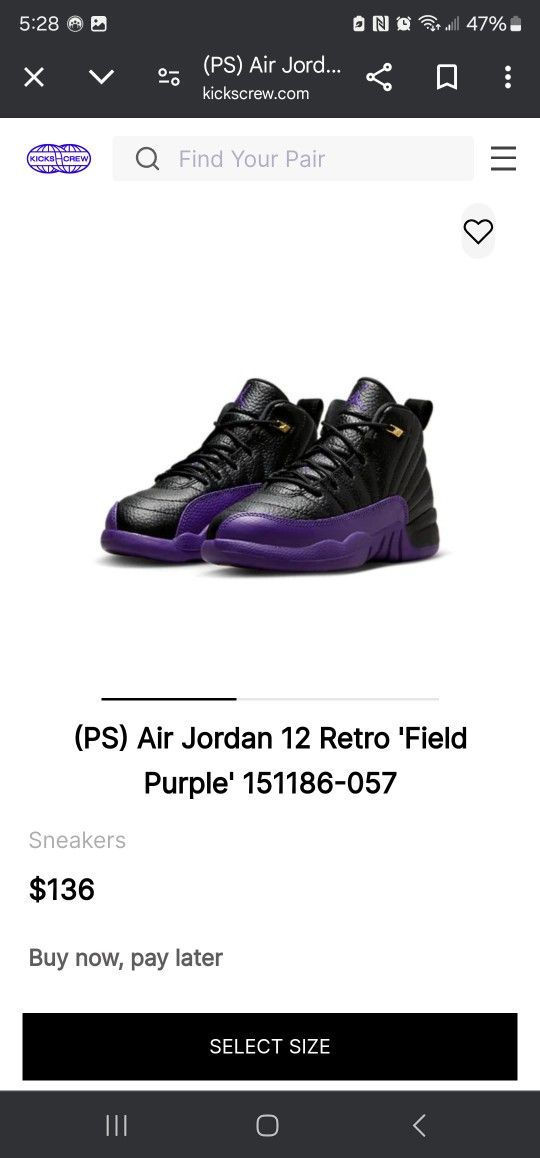 Jordan Retro 12 - Size 1Y