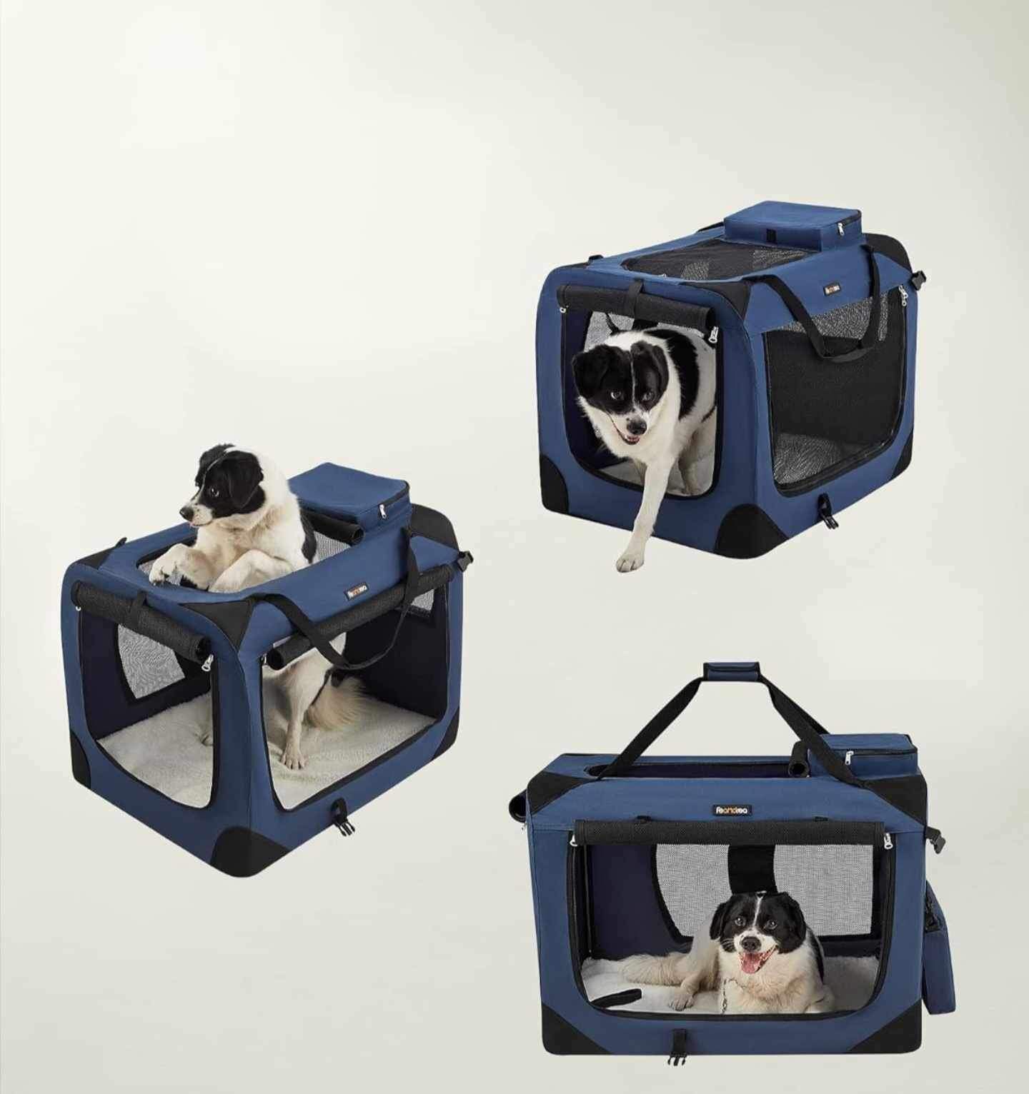 FEANDREA B01FLQZA20 Dog Transport Box Foldable Cat Box Oxford Fabric Dark Blue XL 81 x 58 x 58 cm PDC80Z