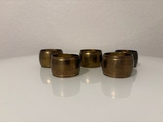5 Hammered Brass Napkin Rings