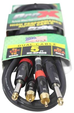 Prox XC-DPR05 Unbalanced Dual 1/4" TS-M to Dual RCA-M High Performance Audio Cable - 5 Feet