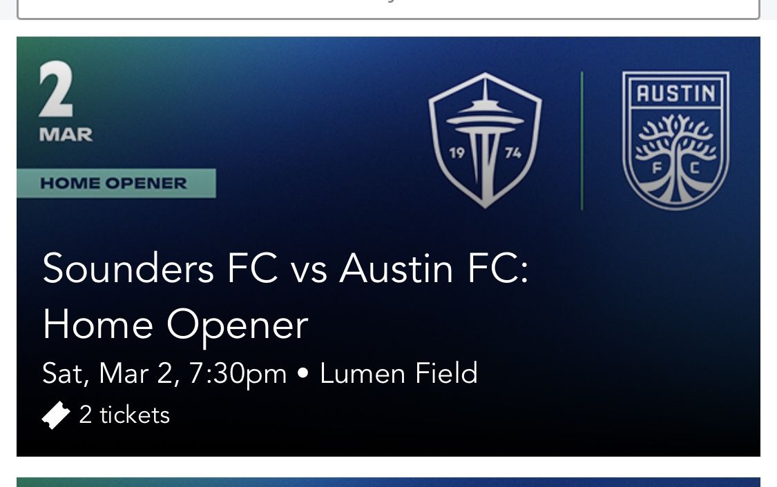 Seattle Sounders FC vs Austin FC (3/2/24) - Price Per Ticket