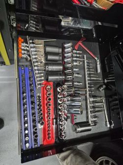 Snap on tool box with tools