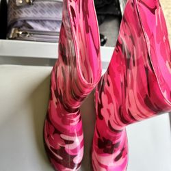 Pink rain boots