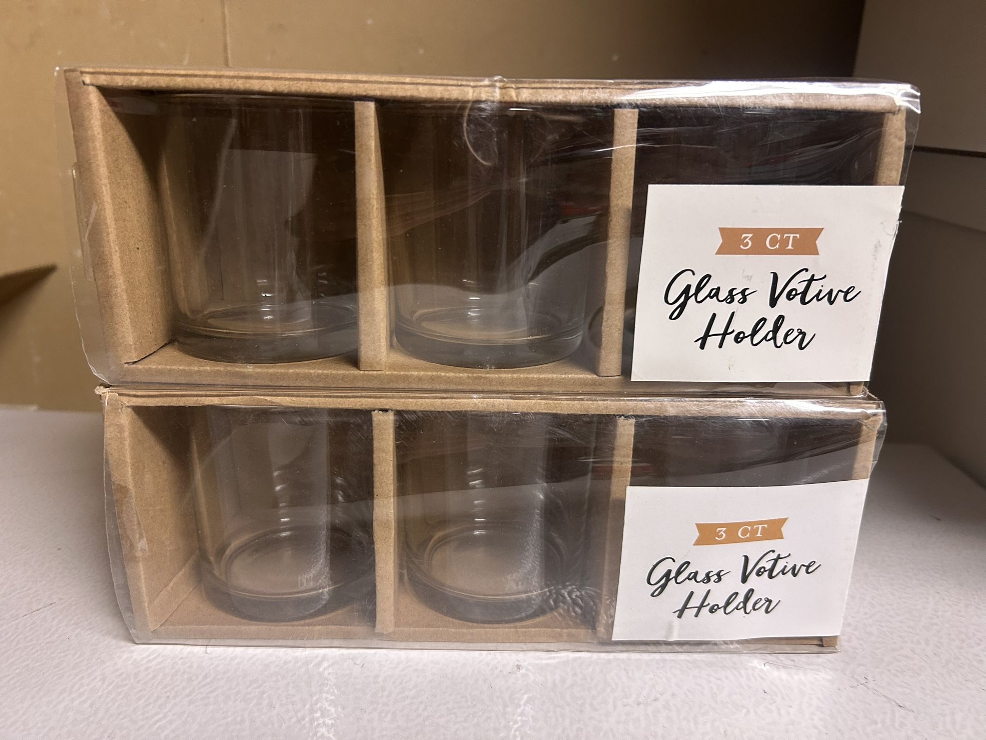 Set Of 6 Glass Votive Holders New In Box