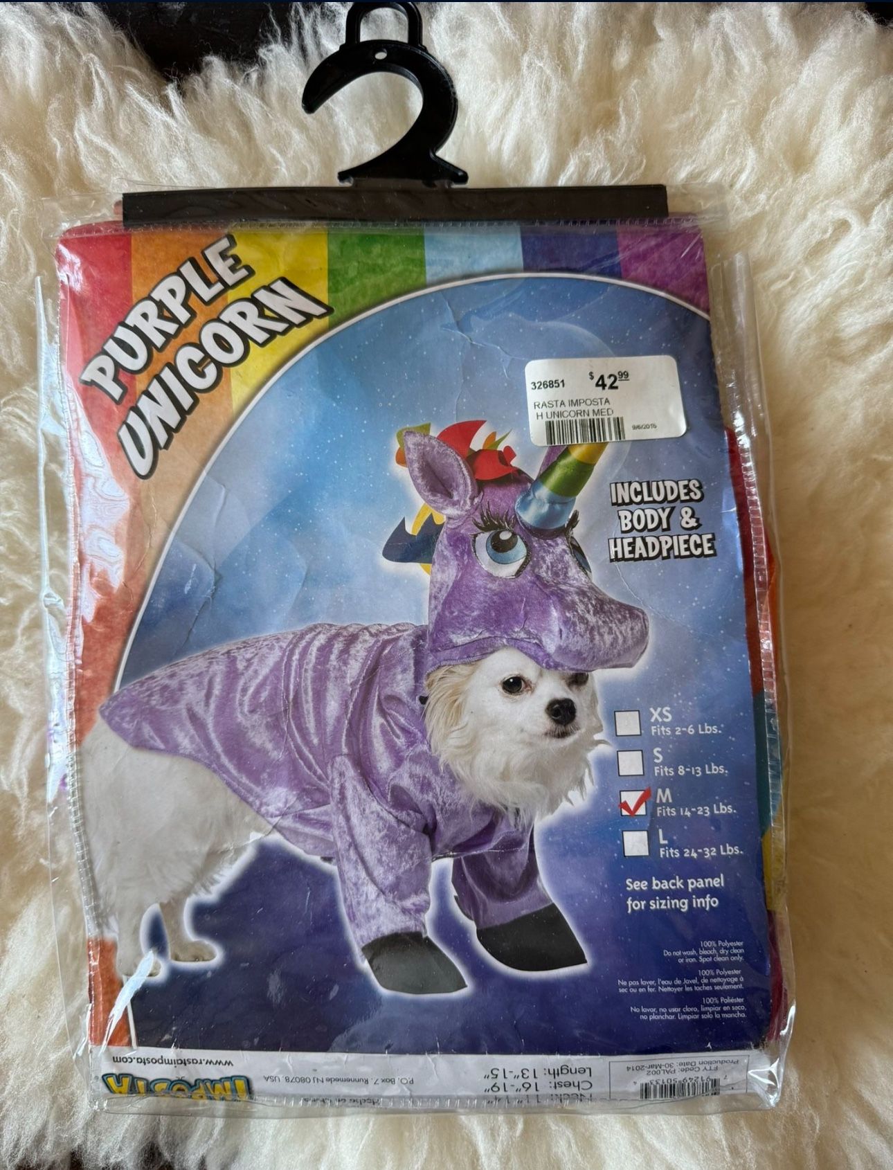 Sz Medium Rasta Imposta Unicorn Halloween Dog Costume