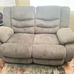 Grey Recliner Love Seat Couch 