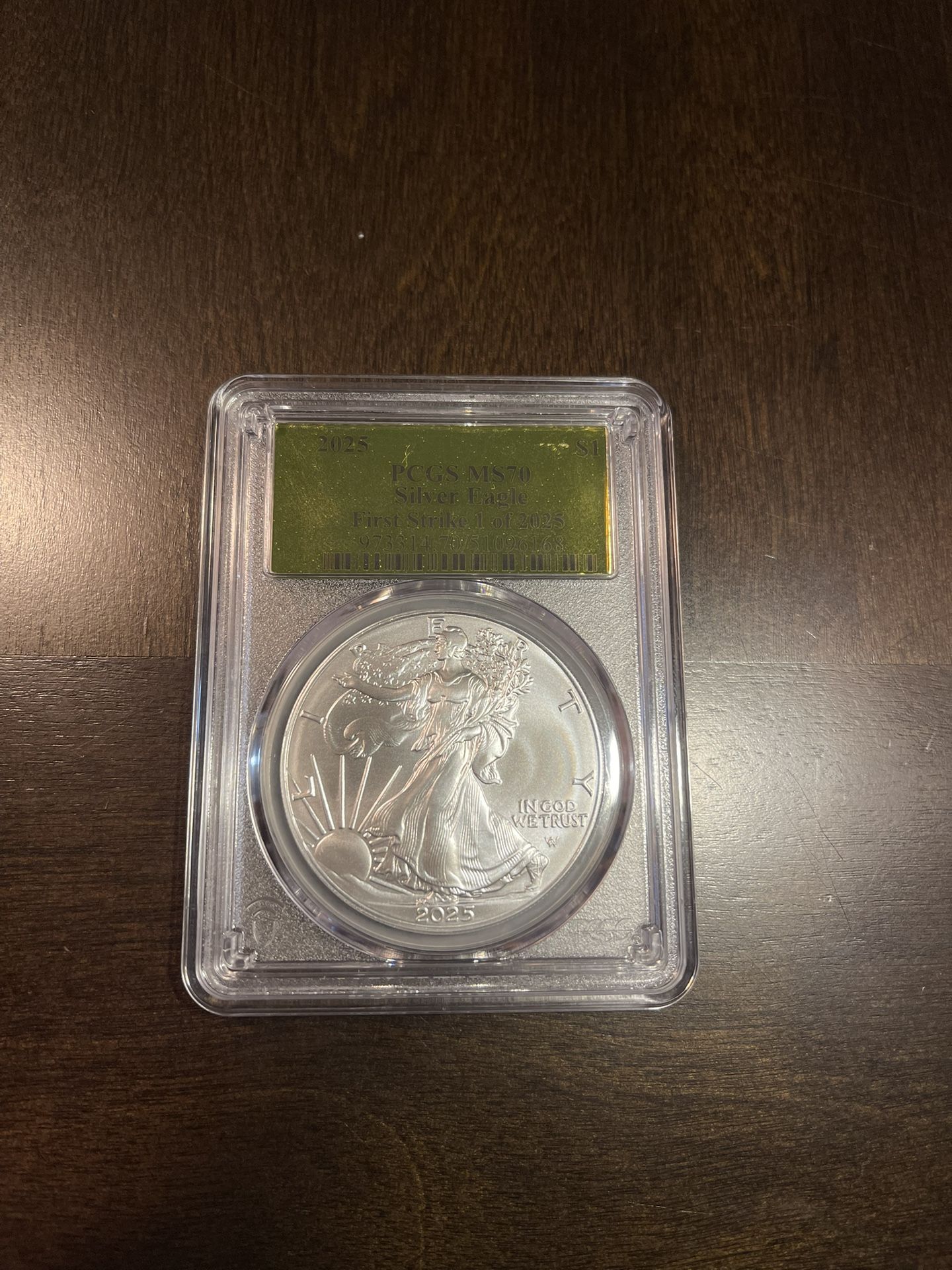 2025 $1 PCGS MS 70 Silver Eagle First Strike 1 Of 2025 1oz Fine Silver