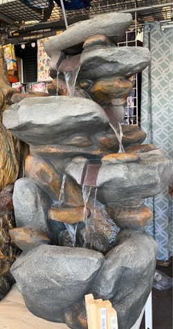 40” tall 4 tier rock fountain with LED lights