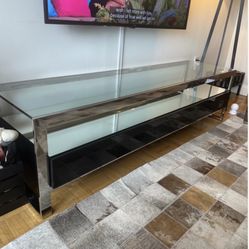 Modani Bari TV Stand – Black / Glass Top