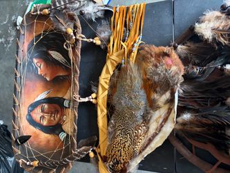 Native American Dreamcatcher Wall Art with Feathers