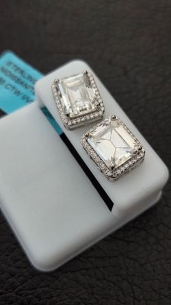 Sterling Silver Moissanite Halo Stud Earrings