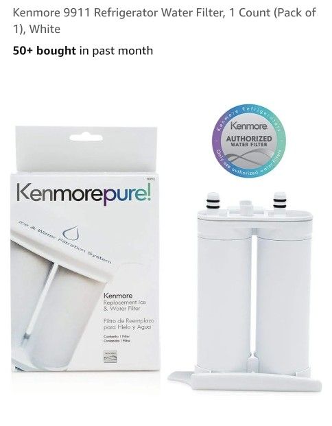 Kenmore 9911 Refrigerator Water Filter, 1 Count (Pack of 1), White