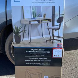 Beige Hairpin Writing Desk